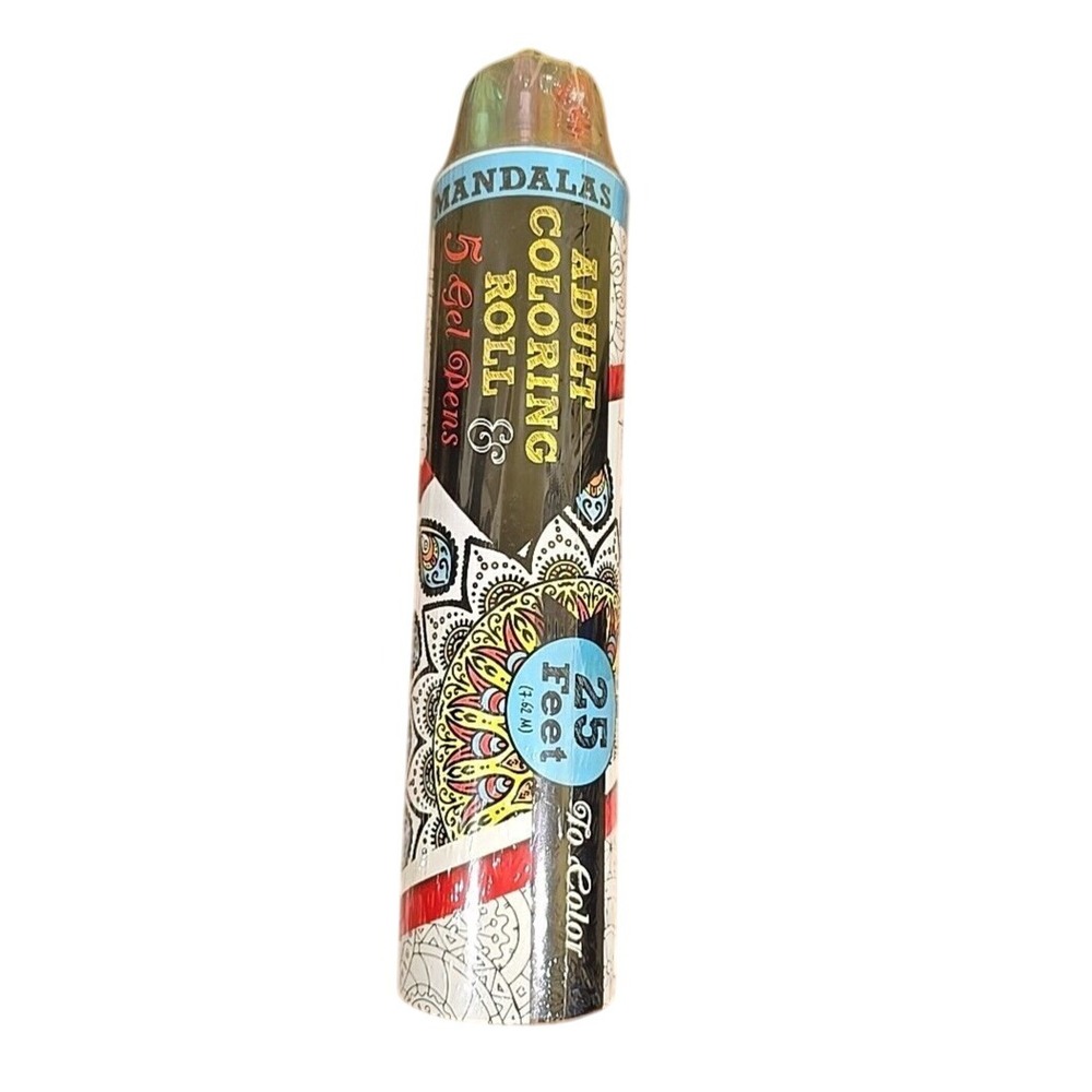 Adult Mandalas Coloring Roll & 5 Gel Pens, 25 Feet to Color‎